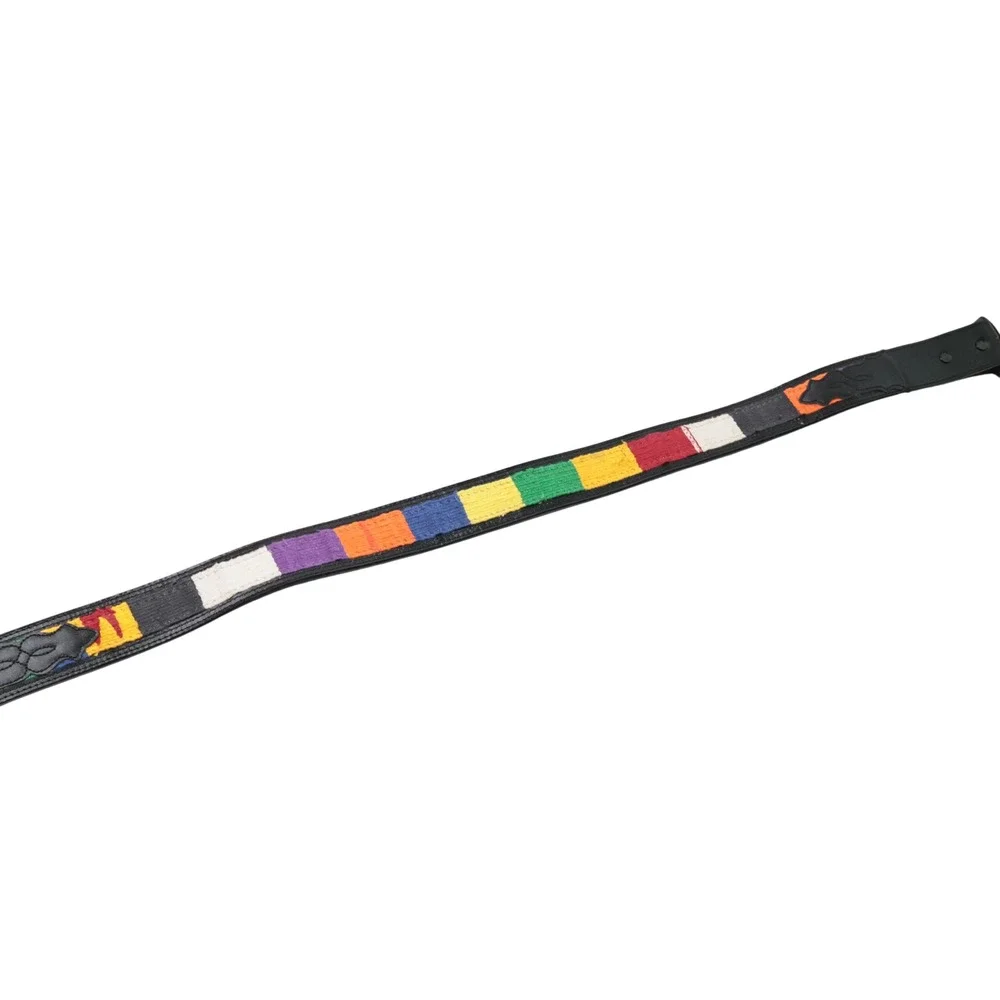 Panhandle Slim Mens 34 Black Leather Multi Color Woven Western Belt STRAP ONLY